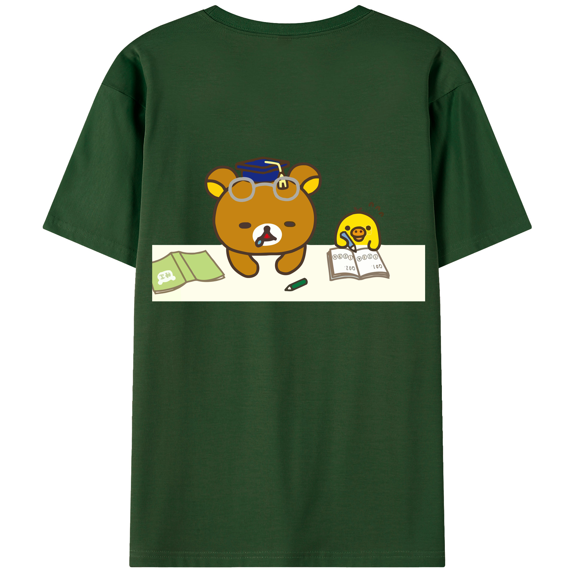 （画像用） リラックマ リラックマ キイロイトリ Rilakkuma Korilakkuma Kiiroitori 綿100％半袖Tシャツ（背面プリント）